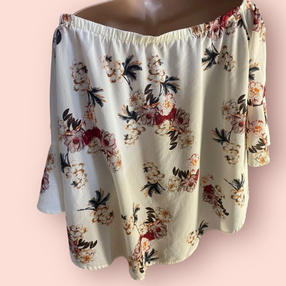 Umgee Womens Oversized Large Floral Bell Sleeve Off Shoulder Boho Cottage - Picture 10 of 15